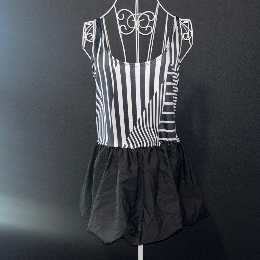 Black & White Striped Fit-and-Flare Dress